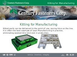 Kitting for Manufacturing